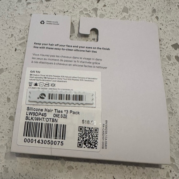 Lululemon Hair Ties 🎁NWT🎁 3 pack black, brown, and white GREAT BUNDLE ITEM!! - Picture 2 of 2